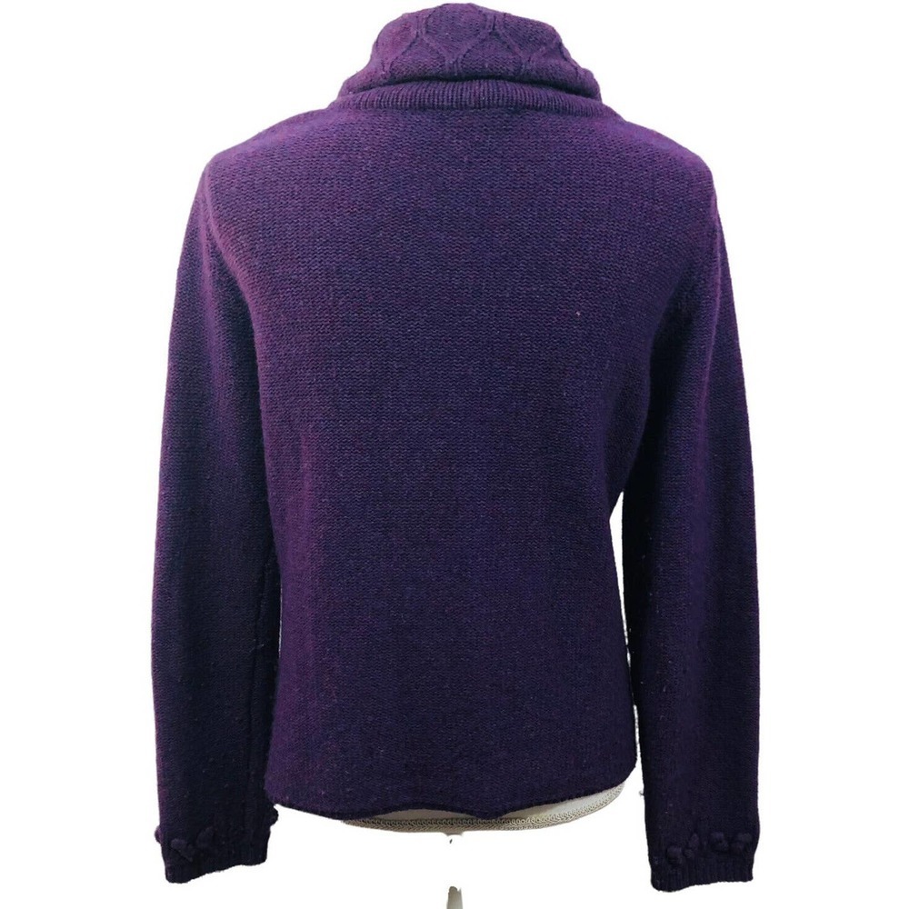 Chadwicks Women’s Size M Purple Chunky Lambswool Cardigan Buttoned sweater - Picture 3 of 7